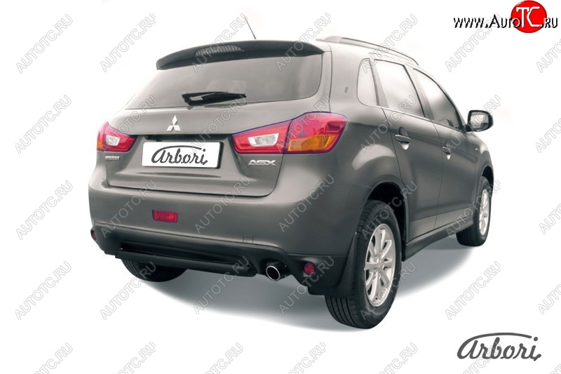 5 219 р. Защита заднего бампера Arbori (короткая, черная, 1 труба d57 mm).  Mitsubishi ASX (2013-2016) 1-ый рестайлинг  с доставкой в г. Воронеж