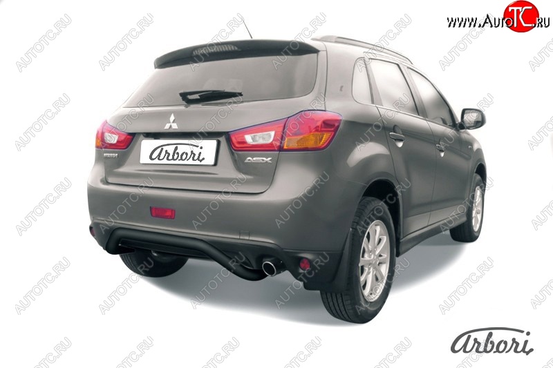 9 719 р. Защита заднего бампера Arbori (скоба, черная, 1 труба d57 mm).  Mitsubishi ASX (2013-2016) 1-ый рестайлинг  с доставкой в г. Воронеж
