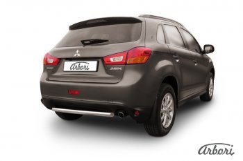 Защита заднего бампера Arbori (короткая, нержавейка, 1 труба d57 mm). Mitsubishi ASX (2013-2016) 1-ый рестайлинг
