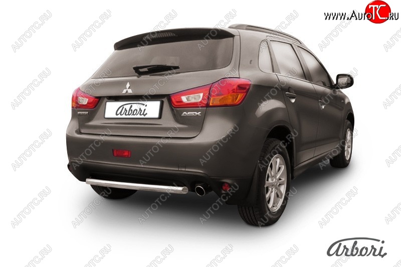 13 049 р. Защита заднего бампера Arbori (короткая, нержавейка, 1 труба d57 mm).  Mitsubishi ASX (2013-2016) 1-ый рестайлинг  с доставкой в г. Воронеж