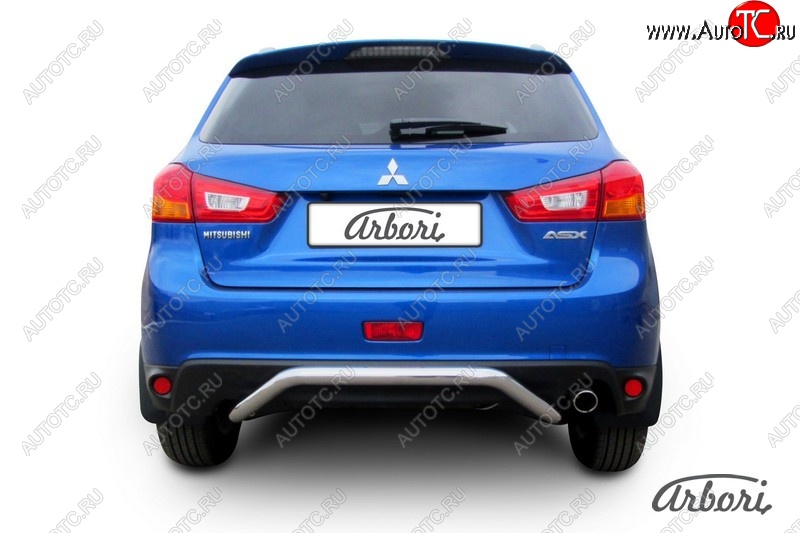 14 669 р. Защита заднего бампера Arbori (скоба, нержавейка, 1 труба d57 mm).  Mitsubishi ASX (2013-2016) 1-ый рестайлинг  с доставкой в г. Воронеж
