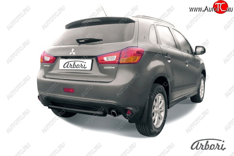 6 029 р. Защита заднего бампера Arbori (короткая, черная, 1 труба d76 mm).  Mitsubishi ASX (2013-2016) 1-ый рестайлинг  с доставкой в г. Воронеж