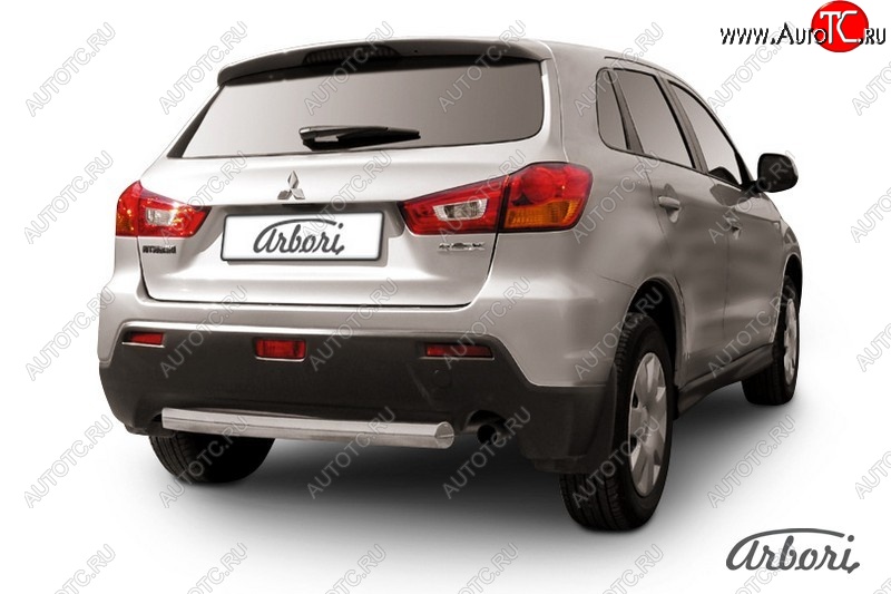 12 959 р. Защита заднего бампера Arbori (короткая, нержавейка, 1 труба d76 mm).  Mitsubishi ASX (2013-2016) 1-ый рестайлинг  с доставкой в г. Воронеж
