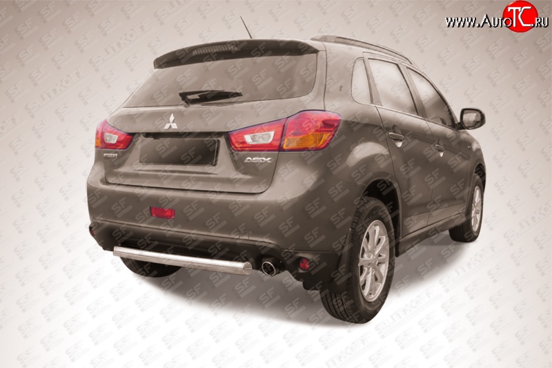 11 599 р. Защита заднего бампера из короткой трубы диаметром 76 мм Slitkoff  Mitsubishi ASX (2013-2016) 1-ый рестайлинг (Нержавейка, Полированная)  с доставкой в г. Воронеж