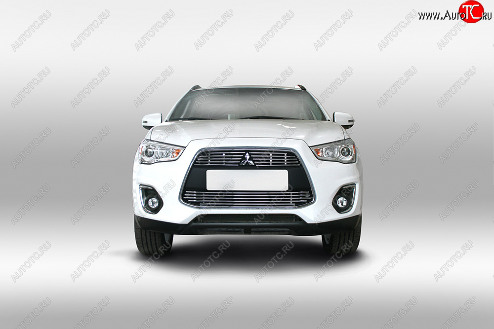 206 р. Декоративный элемент воздухозаборника Souz96 нержавеющая сталь Mitsubishi ASX 1-ый рестайлинг (2013-2016) (Хром 10 мм)  с доставкой в г. Воронеж