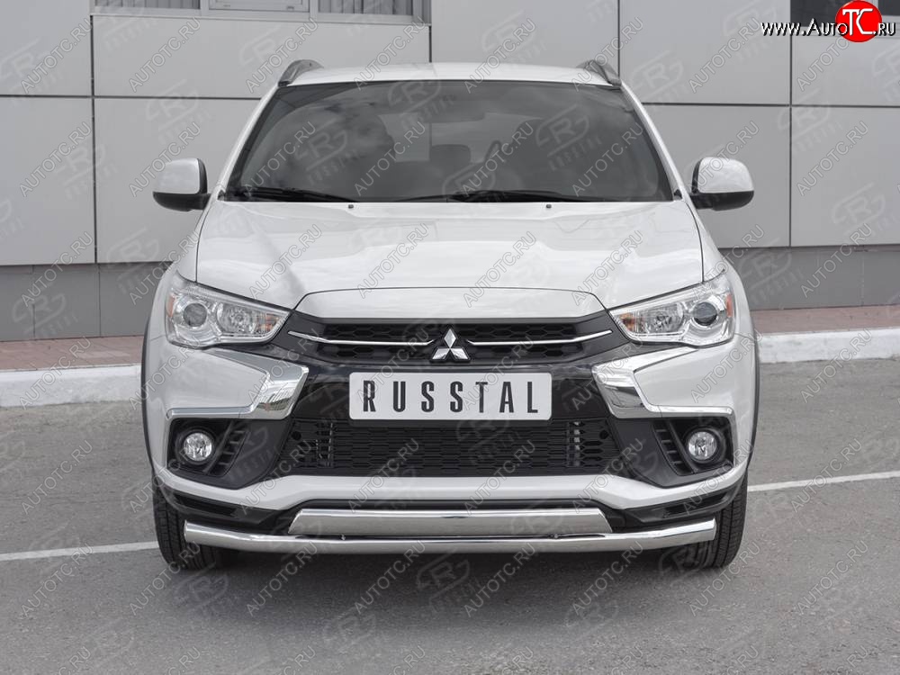 15 849 р. Защита переднего бампера (2 трубы Ø63 и 75х42 мм, нержавейка) Russtal Mitsubishi ASX 2-ой рестайлинг (2017-2020)  с доставкой в г. Воронеж