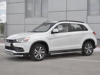 15 849 р. Защита переднего бампера (2 трубы Ø63 и 75х42 мм, нержавейка) Russtal Mitsubishi ASX 2-ой рестайлинг (2017-2020)  с доставкой в г. Воронеж. Увеличить фотографию 2