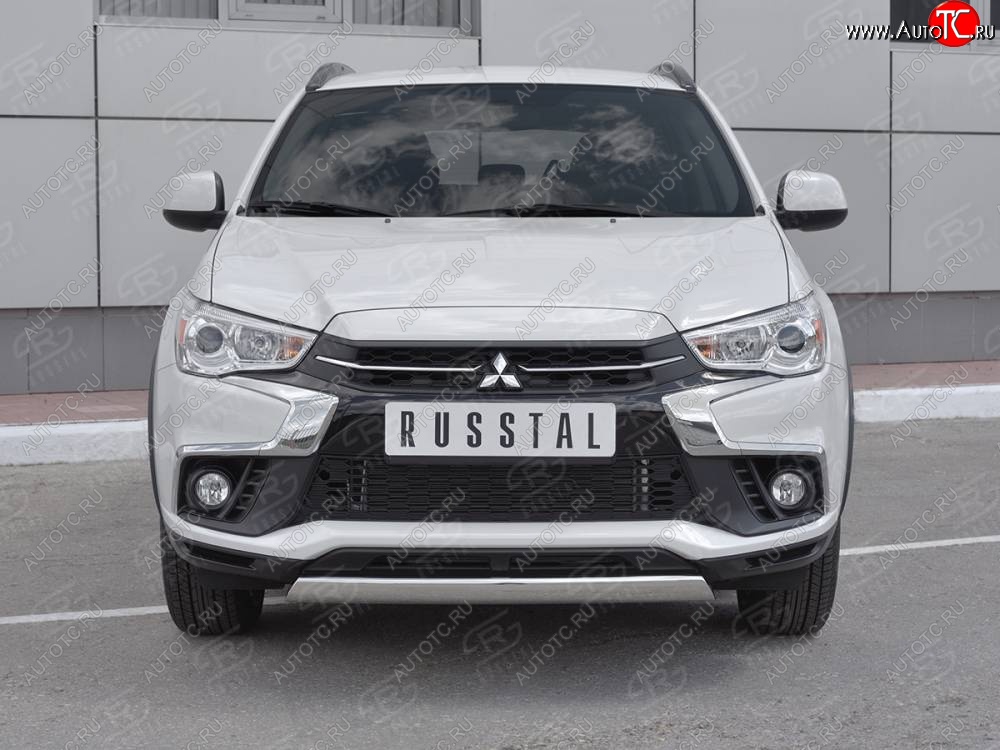 11 599 р. Защита переднего бампера (Ø75x42 мм, нержавейка) Russtal Mitsubishi ASX 2-ой рестайлинг (2017-2020)  с доставкой в г. Воронеж