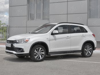 11 599 р. Защита переднего бампера (Ø75x42 мм, нержавейка) Russtal Mitsubishi ASX 2-ой рестайлинг (2017-2020)  с доставкой в г. Воронеж. Увеличить фотографию 2