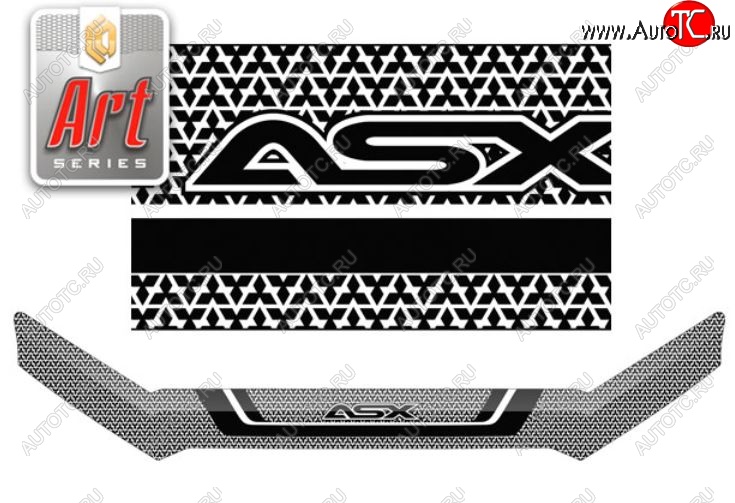 2 199 р. Дефлектор капота CA-Plastiс  Mitsubishi ASX (2010-2020) дорестайлинг, 1-ый рестайлинг, 2-ой рестайлинг (Серия Art белая)  с доставкой в г. Воронеж