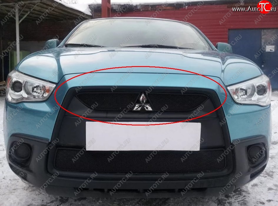 3 799 р. Защитная решётка в воздуховод автомобиля Russtal (черная) Mitsubishi ASX дорестайлинг (2010-2012)  с доставкой в г. Воронеж