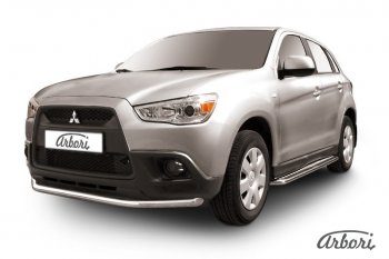 Защита переднего бампера Arbori (нержавейка, 1 труба d57 mm). Mitsubishi ASX дорестайлинг (2010-2012)