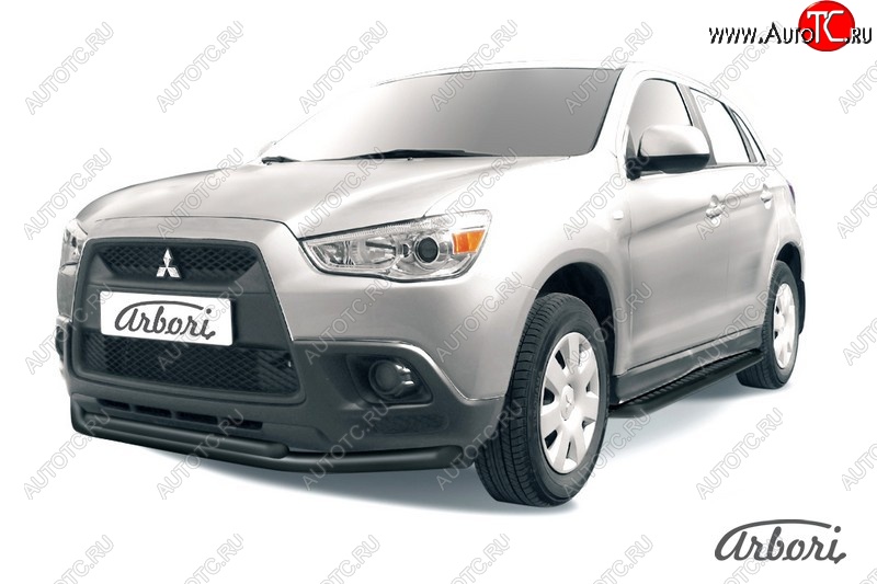 8 819 р. Защита переднего бампера Arbori (нержавейка, 2 трубы d57 и 42 mm) Mitsubishi ASX дорестайлинг (2010-2012)  с доставкой в г. Воронеж
