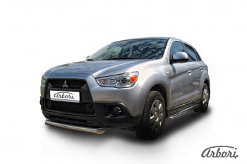 14 219 р. Защита переднего бампера Arbori (короткая, нержавейка, 1 труба d76 mm). Mitsubishi ASX дорестайлинг (2010-2012)  с доставкой в г. Воронеж. Увеличить фотографию 2