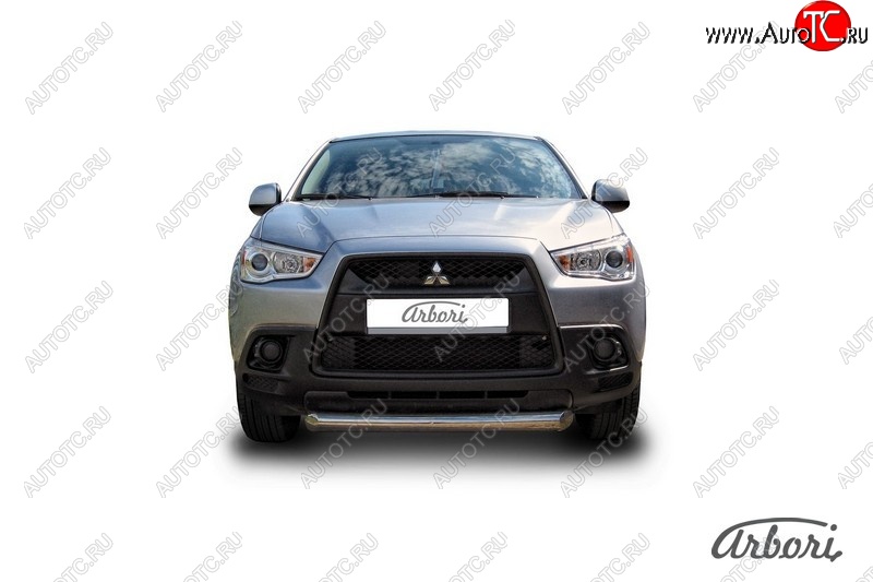 14 219 р. Защита переднего бампера Arbori (короткая, нержавейка, 1 труба d76 mm). Mitsubishi ASX дорестайлинг (2010-2012)  с доставкой в г. Воронеж