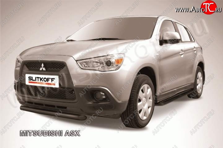 8 849 р. Защита переднего бампера из труб d57 Slitkoff Mitsubishi ASX дорестайлинг (2010-2012) (Цвет: серебристый)  с доставкой в г. Воронеж