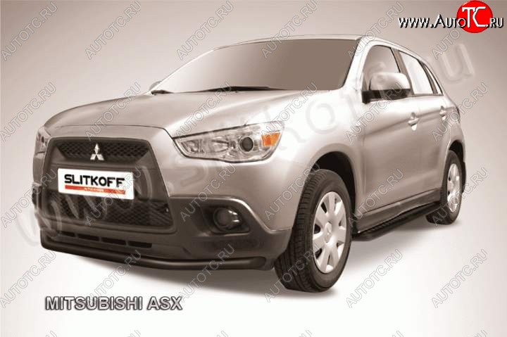 9 449 р. Защита переднего бампера из трубы d57 Slitkoff Mitsubishi ASX дорестайлинг (2010-2012) (Цвет: серебристый)  с доставкой в г. Воронеж