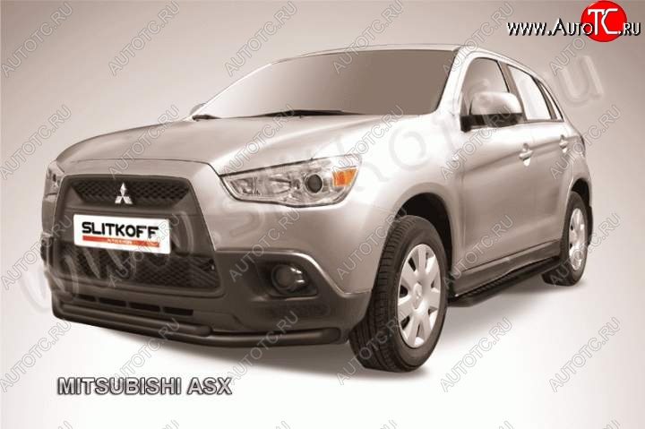 11 899 р. Защита переднего бампера из труб d57/d42 Slitkoff Mitsubishi ASX дорестайлинг (2010-2012) (Цвет: серебристый)  с доставкой в г. Воронеж