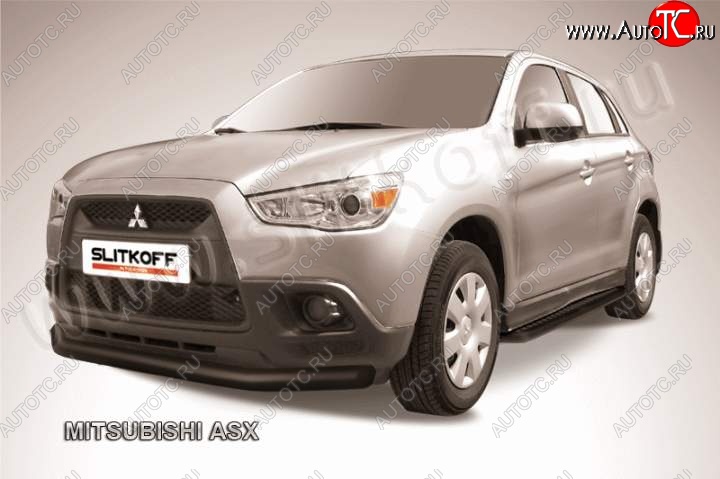 10 399 р. Защита переднего бампера из трубы d76 Slitkoff Mitsubishi ASX дорестайлинг (2010-2012) (Цвет: серебристый)  с доставкой в г. Воронеж