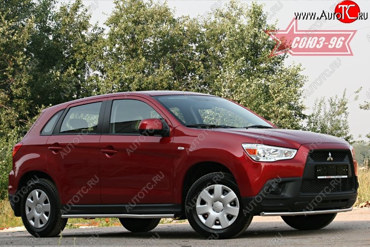 8 144 р. Защита переднего бампера одинарная Souz-96 (d42) Mitsubishi ASX дорестайлинг (2010-2012)  с доставкой в г. Воронеж