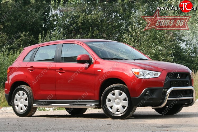 8 999 р. Защита переднего бампера Souz-96 (d60) Mitsubishi ASX дорестайлинг (2010-2012)  с доставкой в г. Воронеж