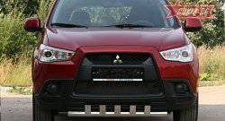 Защита переднего бампера одинарная с элементами из профиля Souz-96 (d60) Mitsubishi ASX (2010-2012) дорестайлинг
