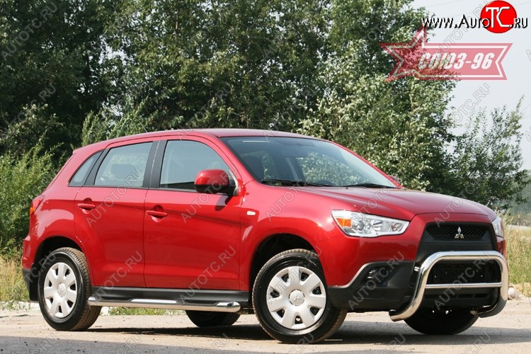 10 934 р. Защита переднего бампера Souz-96 (d76) Mitsubishi ASX дорестайлинг (2010-2012)  с доставкой в г. Воронеж
