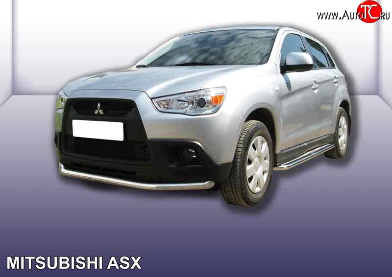 13 499 р. Одинарная защита переднего бампера из трубы диаметром 57 мм Slitkoff Mitsubishi ASX дорестайлинг (2010-2012) (Нержавейка, Полированная)  с доставкой в г. Воронеж