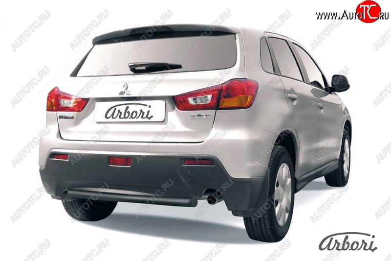 6 389 р. Защита заднего бампера Arbori (короткая, черная, 1 труба d57 mm).  Mitsubishi ASX (2010-2012) дорестайлинг  с доставкой в г. Воронеж