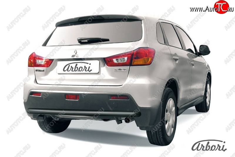 6 389 р. Защита заднего бампера Arbori (черная, 1 труба d57 mm).  Mitsubishi ASX (2010-2012) дорестайлинг  с доставкой в г. Воронеж