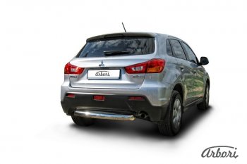 10 772 р. Защита заднего бампера Arbori (короткая, нержавейка, 1 труба d57 mm).  Mitsubishi ASX (2010-2012) дорестайлинг  с доставкой в г. Воронеж. Увеличить фотографию 2