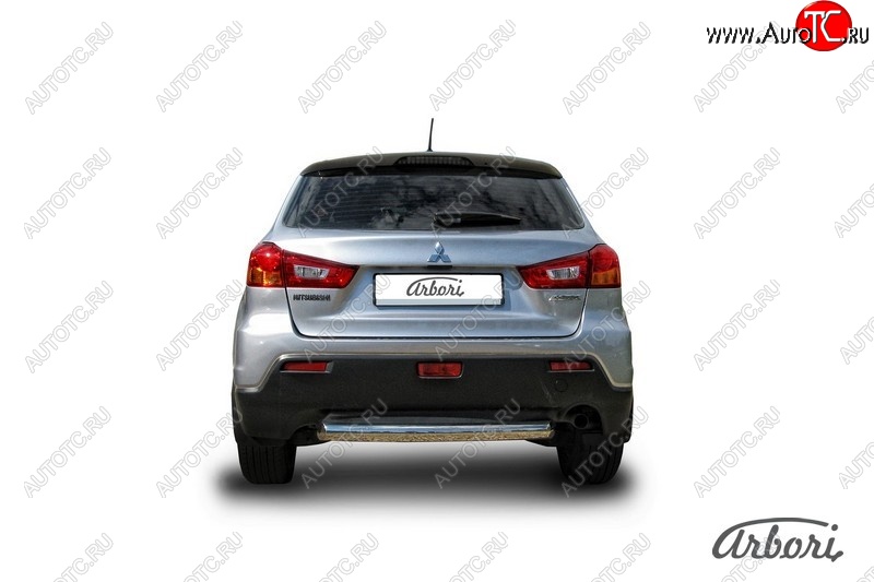 10 772 р. Защита заднего бампера Arbori (короткая, нержавейка, 1 труба d57 mm).  Mitsubishi ASX (2010-2012) дорестайлинг  с доставкой в г. Воронеж