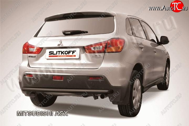 8 599 р. Защита заднего бампера из трубы d57 Slitkoff  Mitsubishi ASX (2010-2012) дорестайлинг (Цвет: серебристый)  с доставкой в г. Воронеж