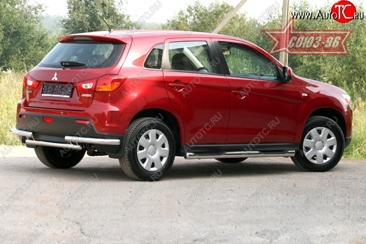 10 799 р. Защита заднего бампера Souz-96 (d60)  Mitsubishi ASX (2010-2012) дорестайлинг  с доставкой в г. Воронеж