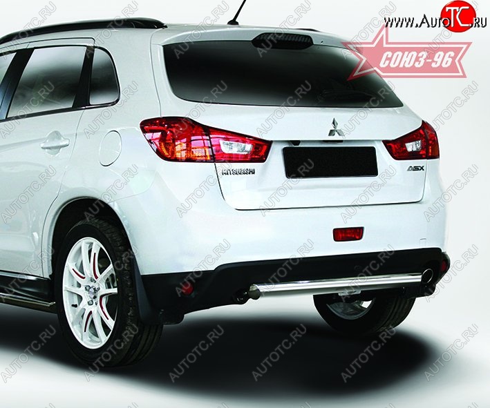 1 169 р. Овальная защита заднего бампера диаметром трубы 75 и 42 мм Souz-96  Mitsubishi ASX (2013-2016) 1-ый рестайлинг  с доставкой в г. Воронеж