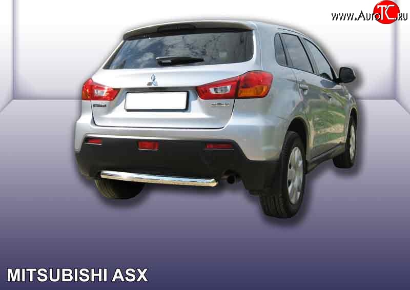 10 849 р. Защита заднего бампера из короткой трубы диаметром 57 мм Slitkoff  Mitsubishi ASX (2010-2012) дорестайлинг (Нержавейка, Полированная)  с доставкой в г. Воронеж