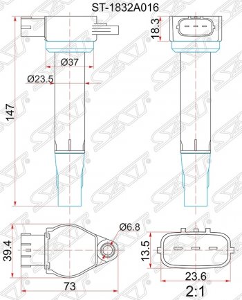 Катушка зажигания SAT Mitsubishi Lancer 10 CY седан рестайлинг (2011-2017)