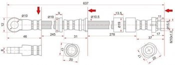 779 р. Тормозной шланг SAT (передний, левый)  Mitsubishi ASX - Outlander  XL  с доставкой в г. Воронеж. Увеличить фотографию 1