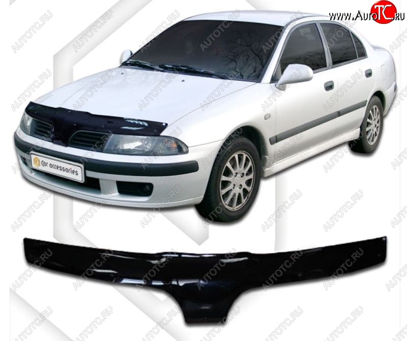 2 199 р. Дефлектор капота CA Plastic  Mitsubishi Carisma (1999-2004) (Classic черный, Без надписи)  с доставкой в г. Воронеж