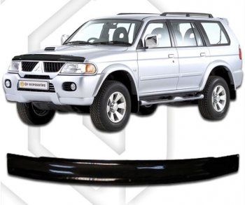 1 999 р. Дефлектор капота CA-Plastic  Mitsubishi Challenger  K9-W (1996-2001) (серия Classic черный)  с доставкой в г. Воронеж. Увеличить фотографию 2