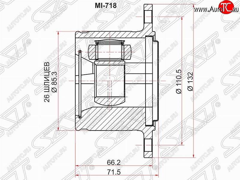 3 499 р. Шрус (внутренний/правый) SAT (26*110.5 мм) Mitsubishi L200 3 K6T-K7T дорестайлинг (1996-2005)  с доставкой в г. Воронеж