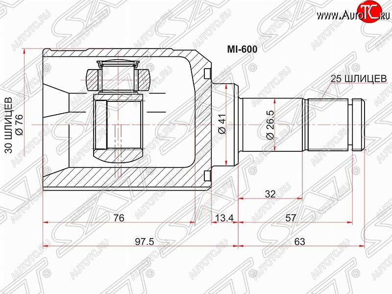 2 699 р. Шрус (внутренний) SAT (30*25*42 мм) Mitsubishi Galant 8  дорестайлинг седан (1996-1998)  с доставкой в г. Воронеж