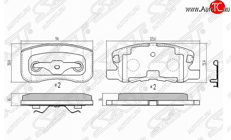 1 079 р. Комплект передних тормозных колодок SAT  Mitsubishi Colt ( Z20, Z30 хэтчбэк 3 дв.,  Z30) (2002-2009) дорестайлинг, хэтчбэк 5 дв. дорестайлинг  с доставкой в г. Воронеж