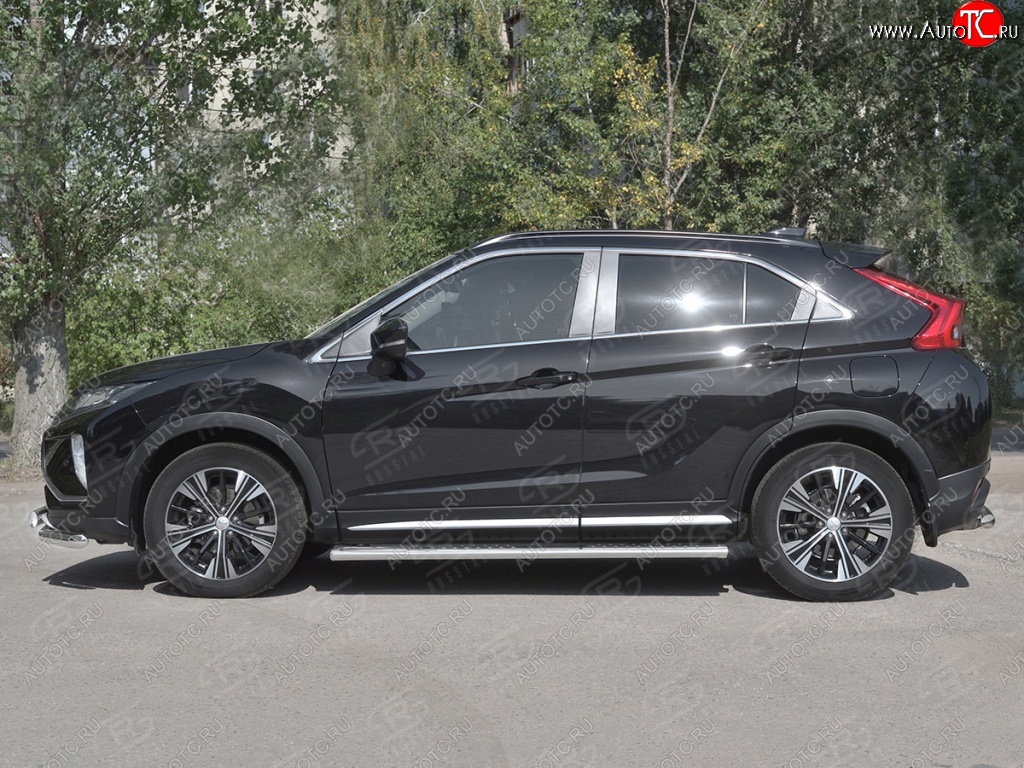 19 399 р. Пороги труба 120х60 овал с проступью Russtal Mitsubishi Eclipse Cross GK дорестайлинг (2017-2021)  с доставкой в г. Воронеж