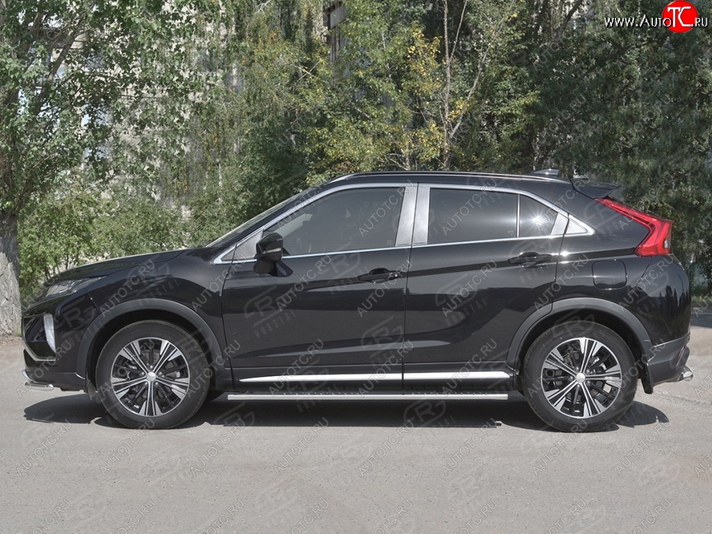 20 749 р. Пороги труба 75х42 овал с проступью Russtal  Mitsubishi Eclipse Cross  GK (2017-2021) дорестайлинг  с доставкой в г. Воронеж