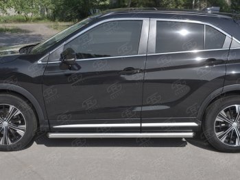 14 849 р. Пороги труба d63 Russtal Mitsubishi Eclipse Cross GK дорестайлинг (2017-2021) (Скошенные края)  с доставкой в г. Воронеж. Увеличить фотографию 1