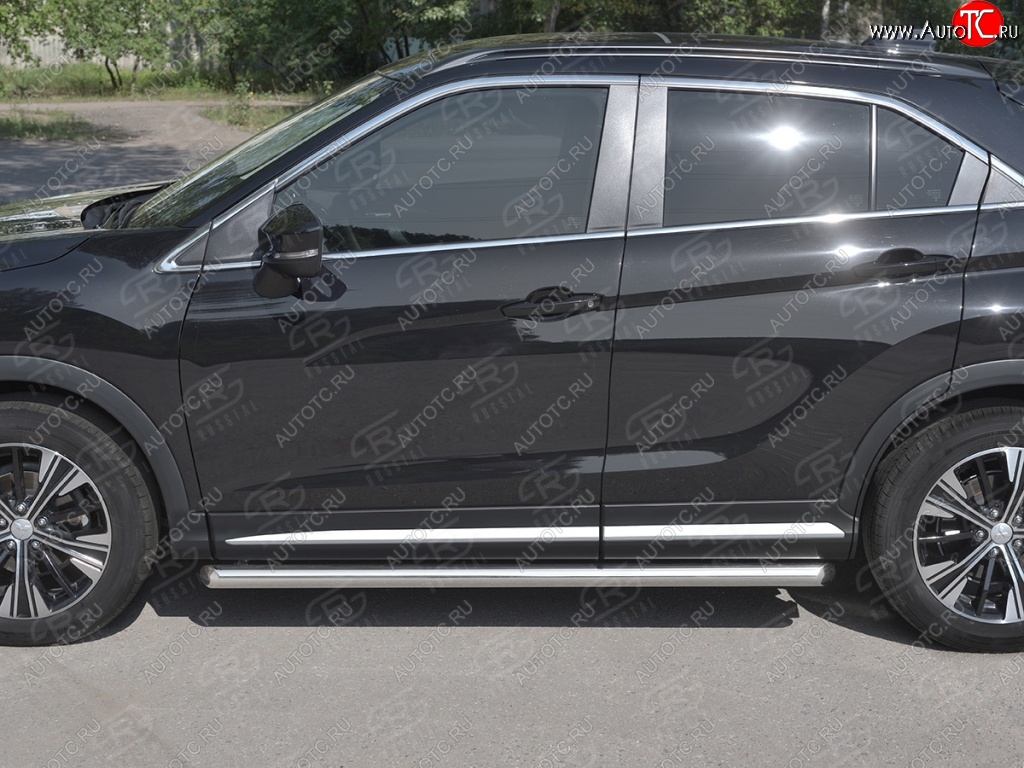 14 849 р. Пороги труба d63 Russtal  Mitsubishi Eclipse Cross  GK (2017-2021) дорестайлинг (Скошенные края)  с доставкой в г. Воронеж