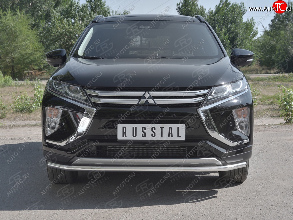 14 999 р. Защита переднего бампера (Ø42 мм, нержавейка) SLITKOFF Mitsubishi Eclipse Cross GK дорестайлинг (2017-2021)  с доставкой в г. Воронеж
