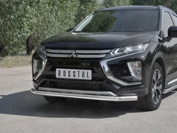 15 299 р. Защита переднего бампера (Ø63 мм, нержавейка) SLITKOFF Mitsubishi Eclipse Cross GK дорестайлинг (2017-2021)  с доставкой в г. Воронеж. Увеличить фотографию 4