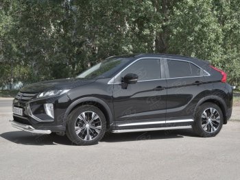 18 449 р. Защита переднего бампера (2 трубы Ø63 и 42 мм, нержавейка) SLITKOFF Mitsubishi Eclipse Cross GK дорестайлинг (2017-2021)  с доставкой в г. Воронеж. Увеличить фотографию 2